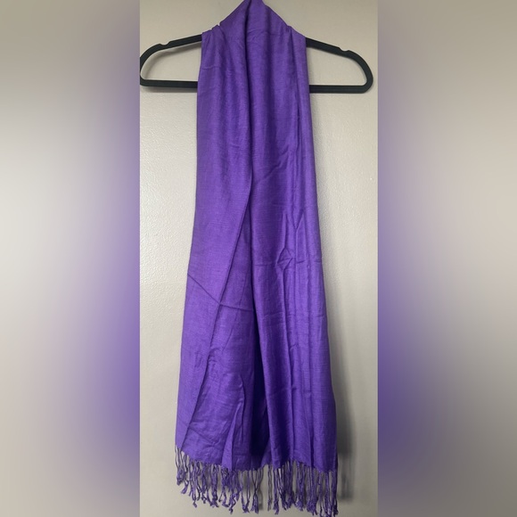 NWOT 2pk 100% Vicose Scarves Solid Blue Purple Wrap Extra Wide & Long w/ Fringe - Picture 7 of 16